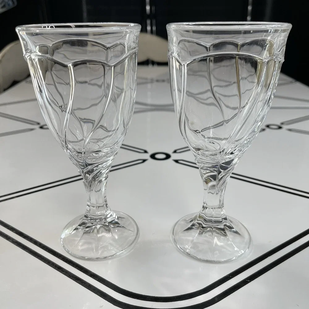 Noritake SWEET SWIRL Clear Wine Glasses / Goblets 6 3/4